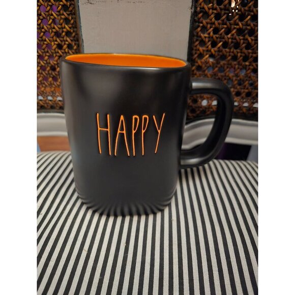 NWT Rae Dunn Happy Halloween Double Sided Coffee Mug Black Orange - Picture 10 of 10